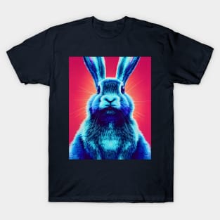 Blue rabbit on a pink background. T-Shirt